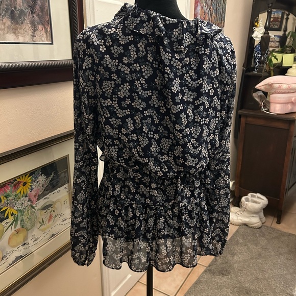 MICHAEL Michael Kors Navy Floral Blouse L - Picture 7 of 8